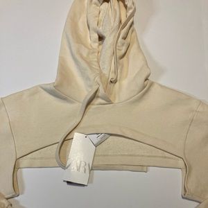 ZARA CROP OPEN BUST HIGH LOW HOODIE